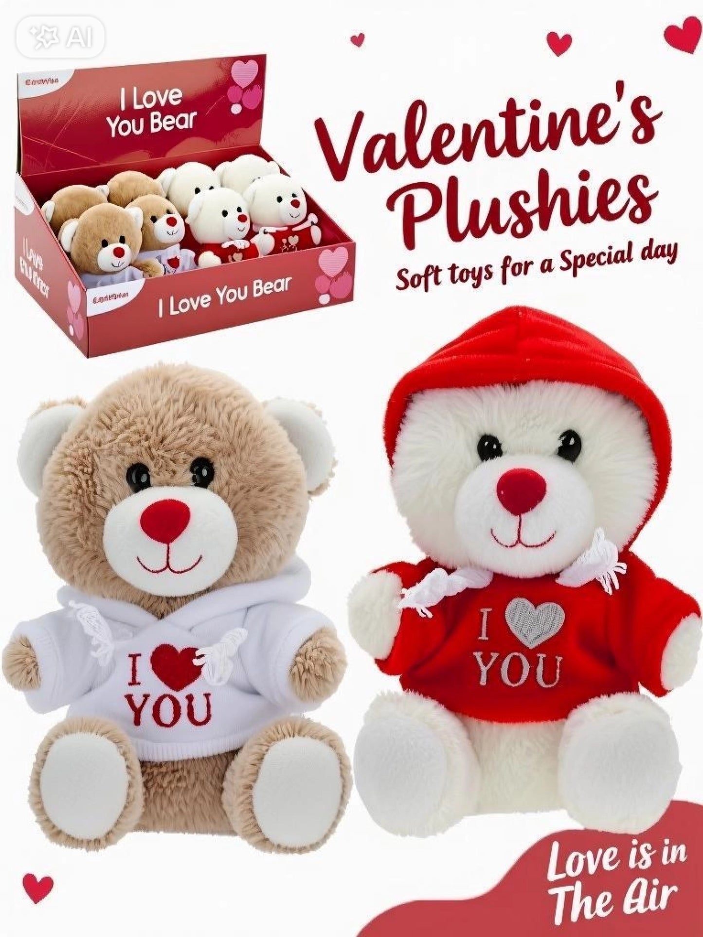 I LOVE YOU TEDDY BEAR WITH HOODIE 5 INCH