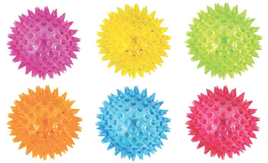 BALL SPIKEY WITH LIGHT 6.5CM 6 ASSORTED