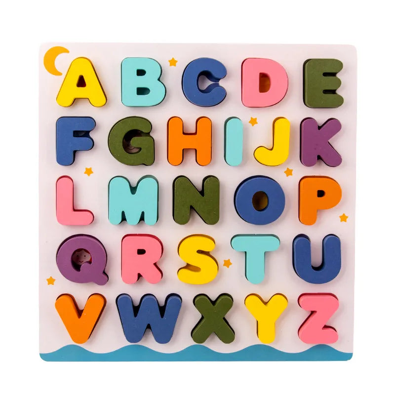 WOODEN COLOURFUL ALPHABET NUMBER MATCHING PUZZLE