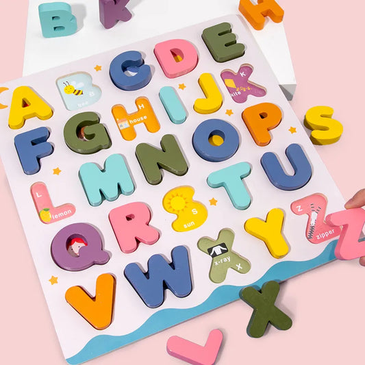 WOODEN COLOURFUL ALPHABET NUMBER MATCHING PUZZLE